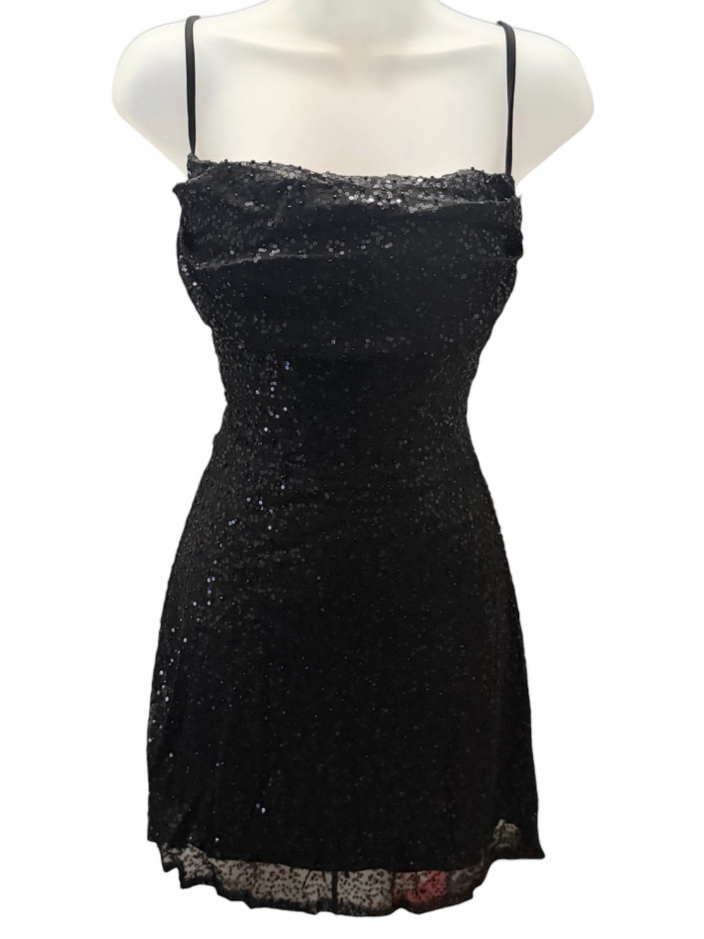 Lovesome Dress M Shine Bright Sequin Beads Cocktail Black Mini
